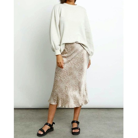 Rails Leopard Print Midi Skirt in Cream and Tan - Picture 13 of 15
